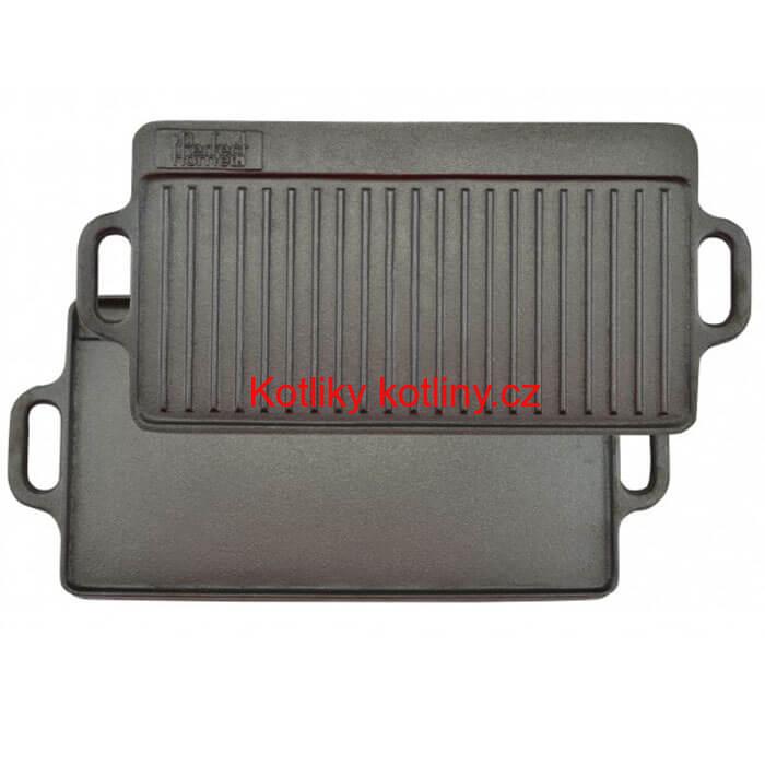 Kvalitní litinová deska na grilování a opékání - obdélník