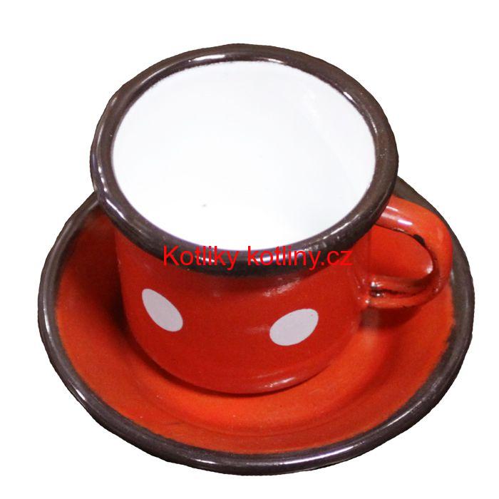 Smaltovaný šálek + podšálek