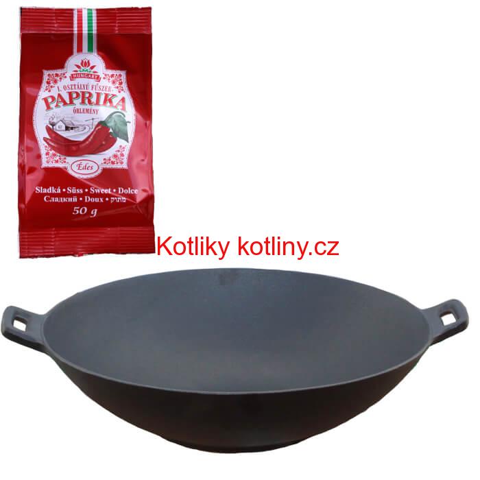 Litinový wok 36 cm + sladká paprika 50 g