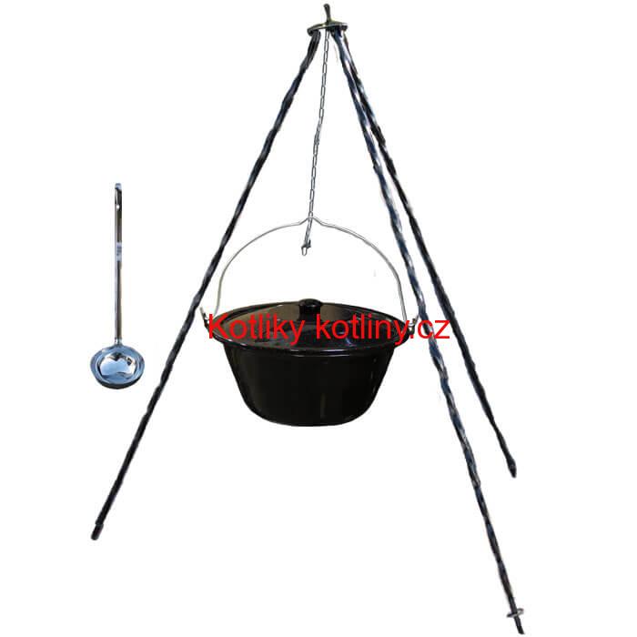 Smaltovaný kotlík 25 L poklice + trojnožka 1,20 m