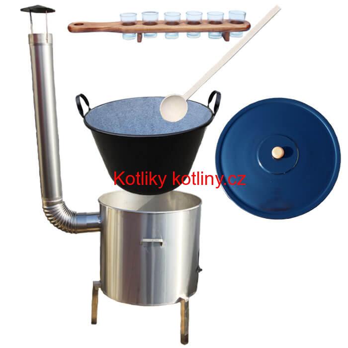 Zabijačkova nerezová souprava 80 L + sada skleniček