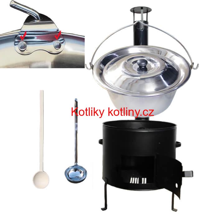 Nerezový kotlíkový set 42 cm + zesílený nerezový kotlík 20 L