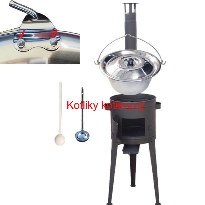 Nerezový kotlík 30 L (0,8 mm) s nýty + vysoká kotlina 45 cm PLUS 600