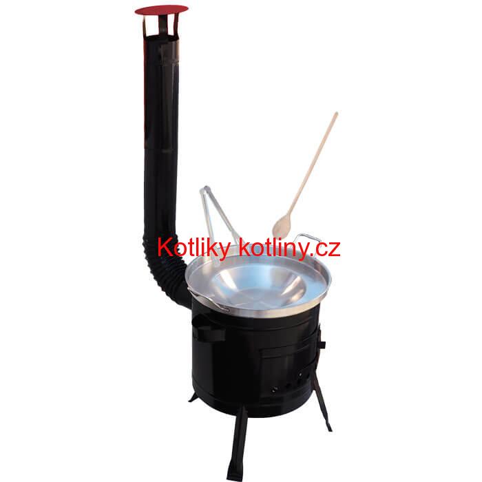 Nerezová pánev na grilování + kovová kotlina 36 cm