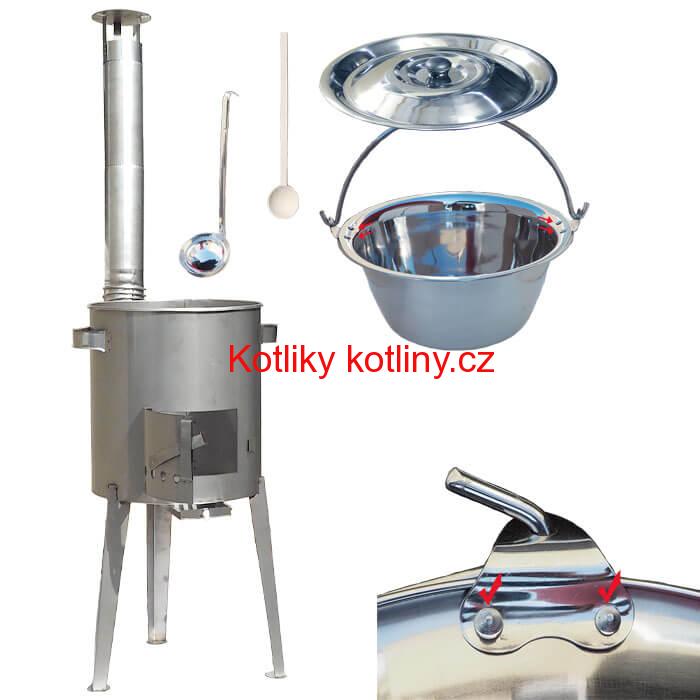 Zesílený nerezový kotlík 20 L + nerezová kotlina 42 cm LUXUS