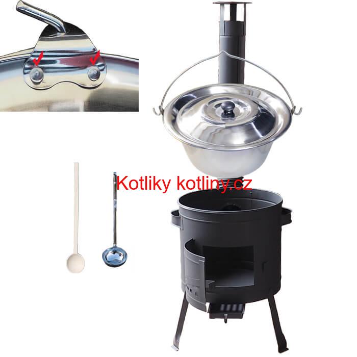 Nerezový kotlík 30 L (0,8 mm) s nýty + nízká kotlina 45 cm PLUS 600