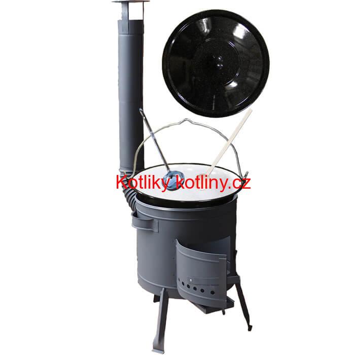 Smaltovaný kotlík 30 L + nízká kotlina 45 cm PLUS 600