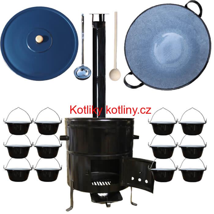 Smaltovaný kotel 50 L + servírovací kotlíky (12 ks) BIG PARTY