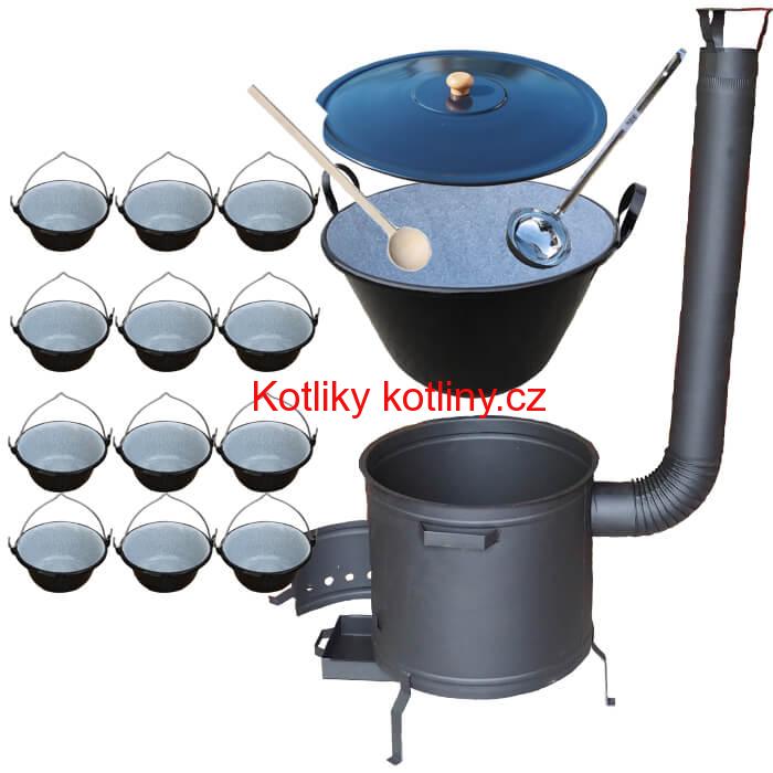 Smaltovaný kotel 60 L + servírovací kotlíky (12 ks) PLUS 600