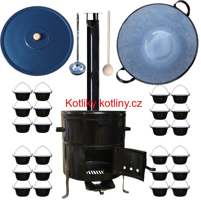 Smaltovaný kotel 80 L + servírovací kotlíky (24 ks) BIG PARTY