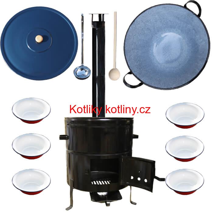 Smaltovaný kotel 50 L + smaltované talíře 6 ks BIG PARTY