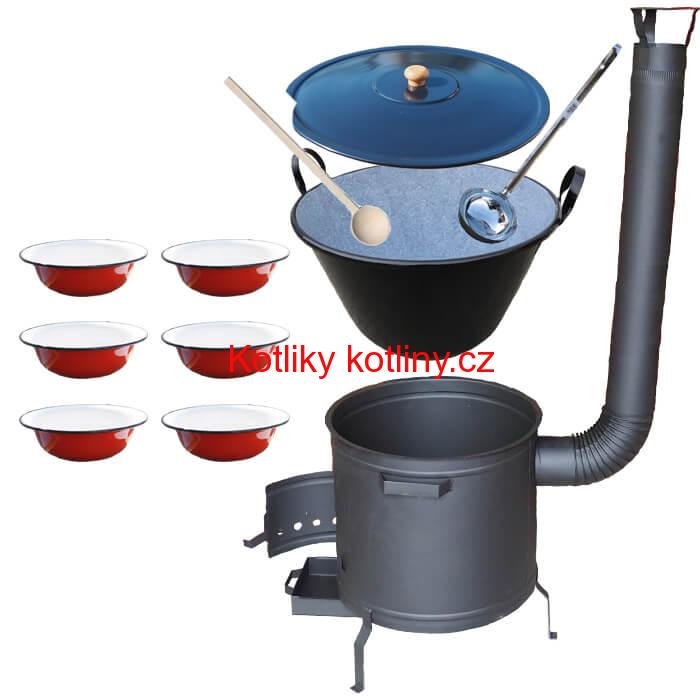Smaltovaný kotel 50 L + smaltované talíře 6 ks PLUS 600