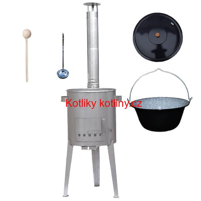 Smaltovaný kotlík 30 L + nerezová kotlina 45 cm LUXUS