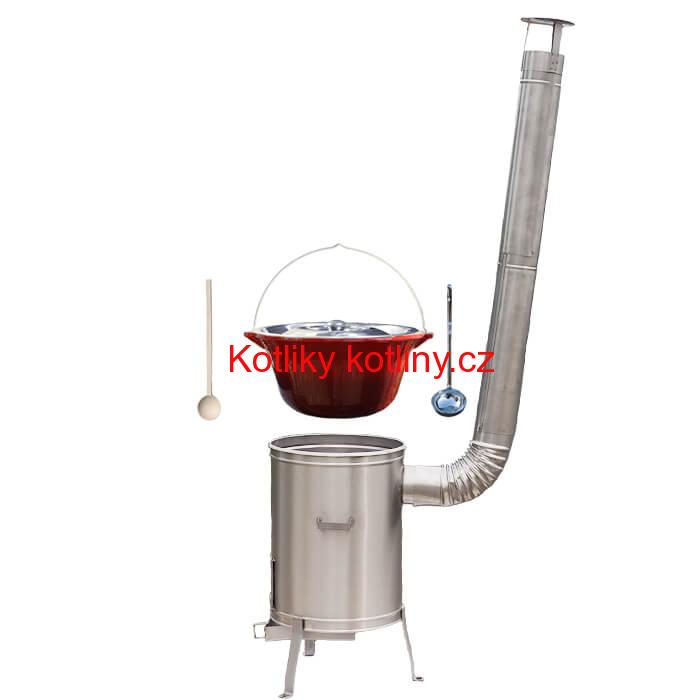 Litinový kotlík se smaltovanou úpravou 16 L + nerezová kotlina (Vysoká) 36 LUX