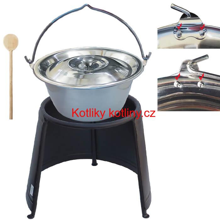 Nerezový kotlík 20 L (0,8 mm) s nýty + chránič plamene