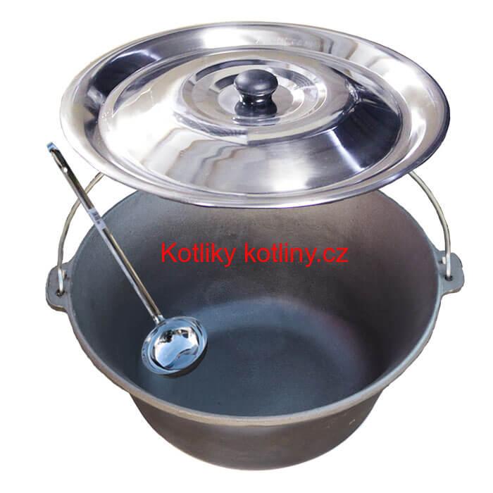Litinový kotlík 16 L + nerezová poklice