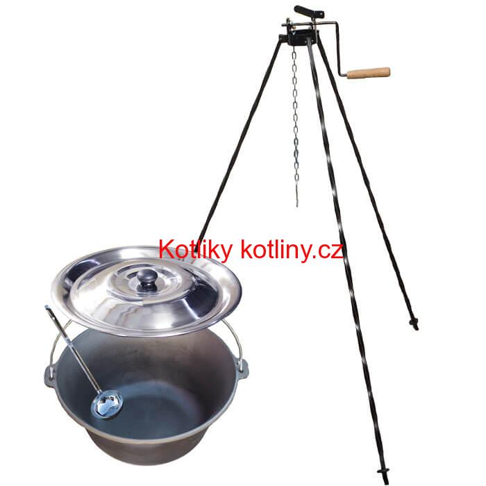 Litinový kotlík 10,8 L + stojan s kladkou VAR