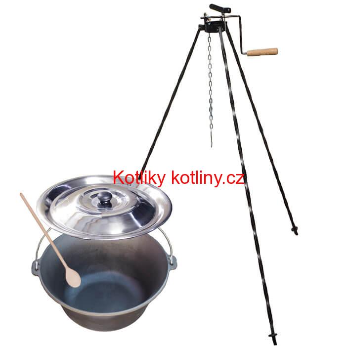Litinový kotlík 16 L + stojan s kladkou VAR