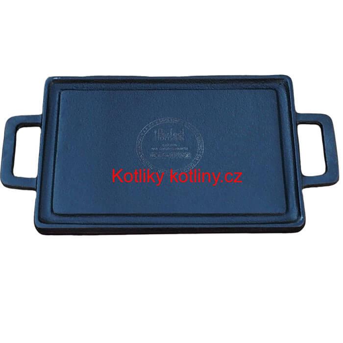 Litinová grilovací mini deska - oboustranná 28,5 x 14,5 cm
