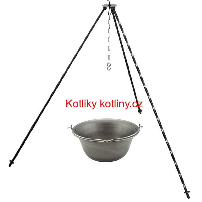 Železný kotlík 14 L (0,75 mm) + trojnožka 1,2 m