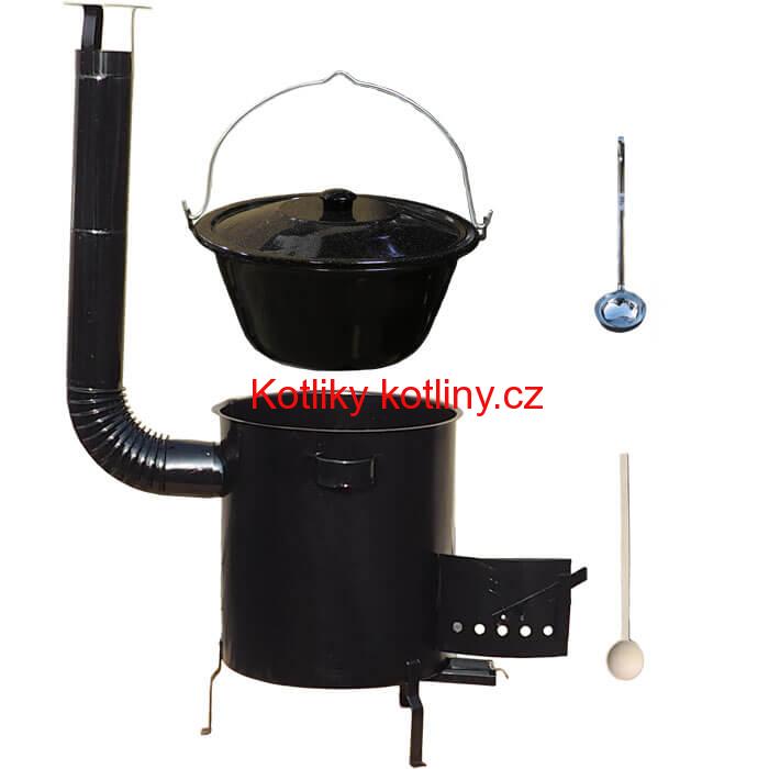 Smaltovaný kotlík 30 L (1,2 mm) + hrubostěnná (1,5 mm) kovová kotlina 45 STRONG