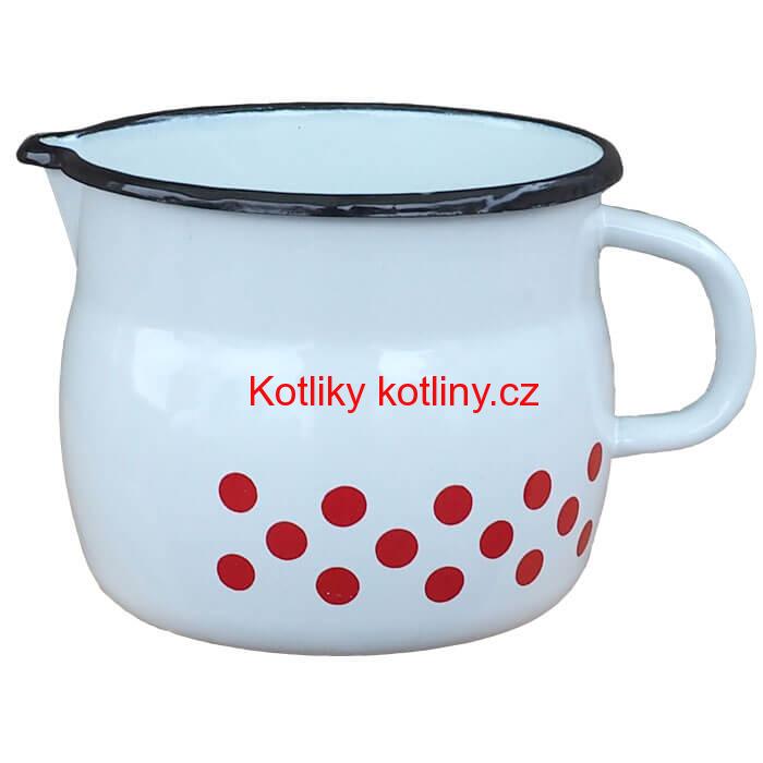 Smaltovaný hrnek s výlevkou 1,5 L baňatý - tečkovaný