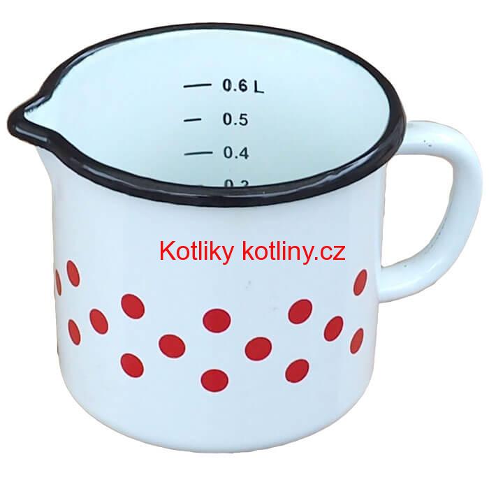 Smaltovaný hrnek s ouškem 0,6 L - tečkovanou