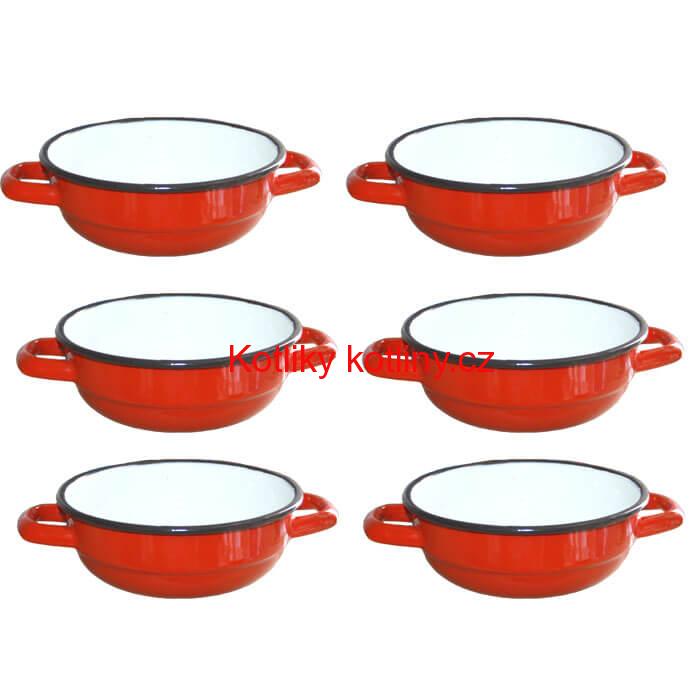 Souprava smaltovaných selských misek 16 cm 6 ks