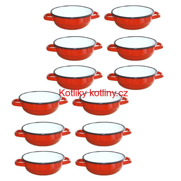 Souprava smaltovaných selských misek 16 cm 12 ks