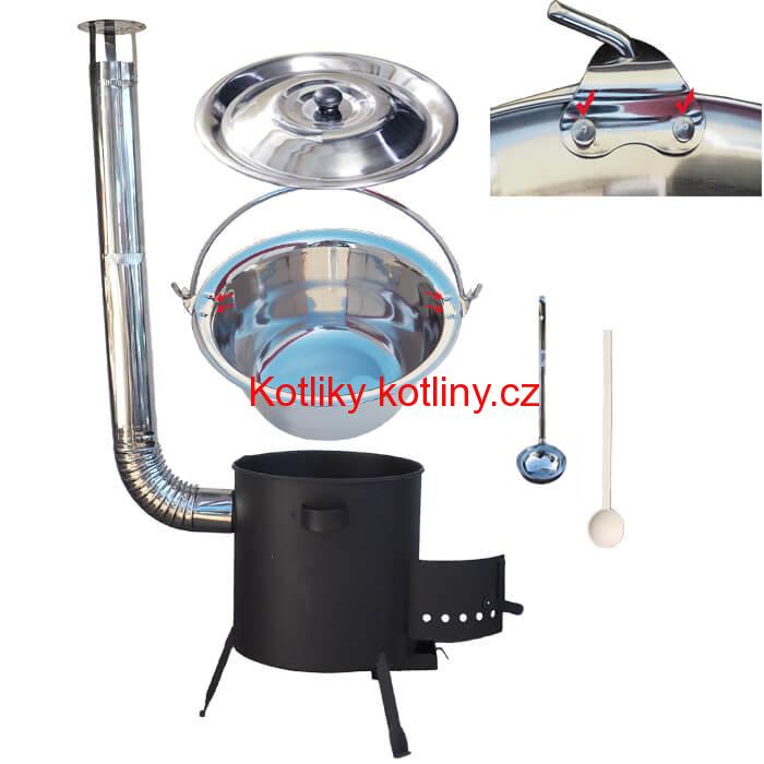 Nerezový kotlík 20 L (0,8 mm) zesílený s nýty + žáruvzdorná kotlina (1 mm) 42 PLUS 600