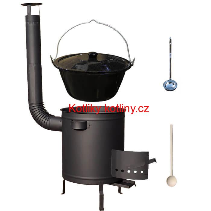 Smaltovaný kotlík 13 L (1,2 mm) + hrubostěnná (1,5 mm) a žáruvzdorná kotlina 36 PLUS 600