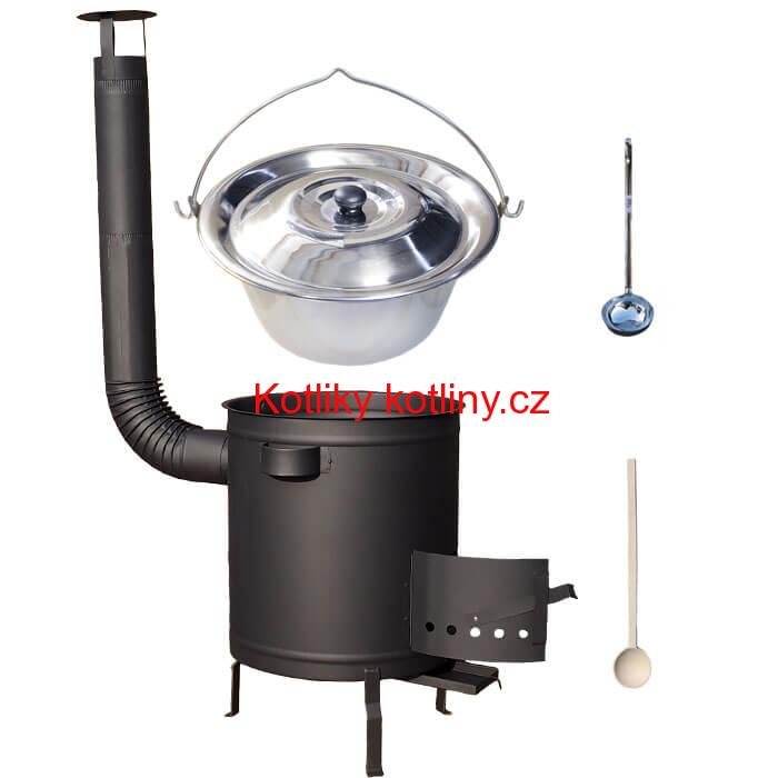 Nerezový kotlík 14 L (0,8 mm) + hrubostěnná (1,5 mm) a žáruvzdorná kotlina 36 PLUS 600