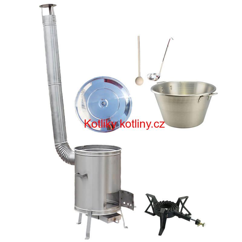 Nerezový kotel 70 L + nerezová kotlina 56 cm LUX + litinový hořák 7 kW BIG PARTY