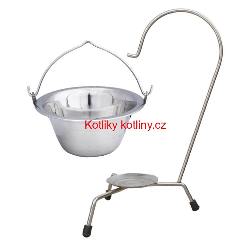 Servírovací kotlík na guláš nerezový 0,8 l + stojánek