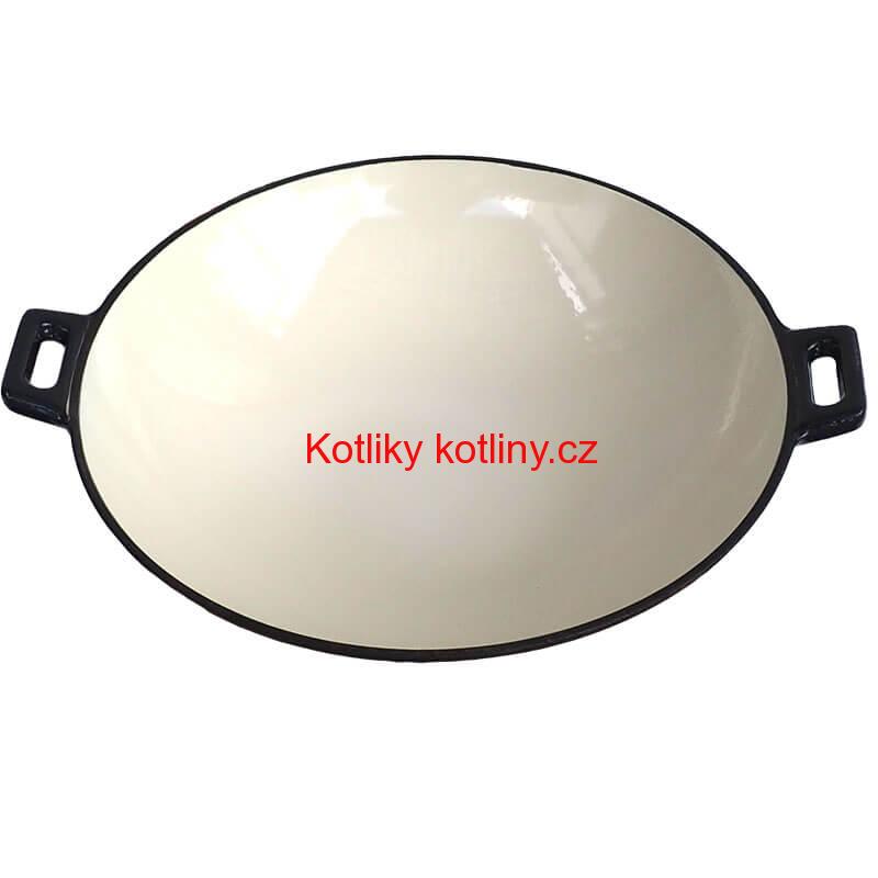 Litinový wok – smaltovaný povrch 37 cm
