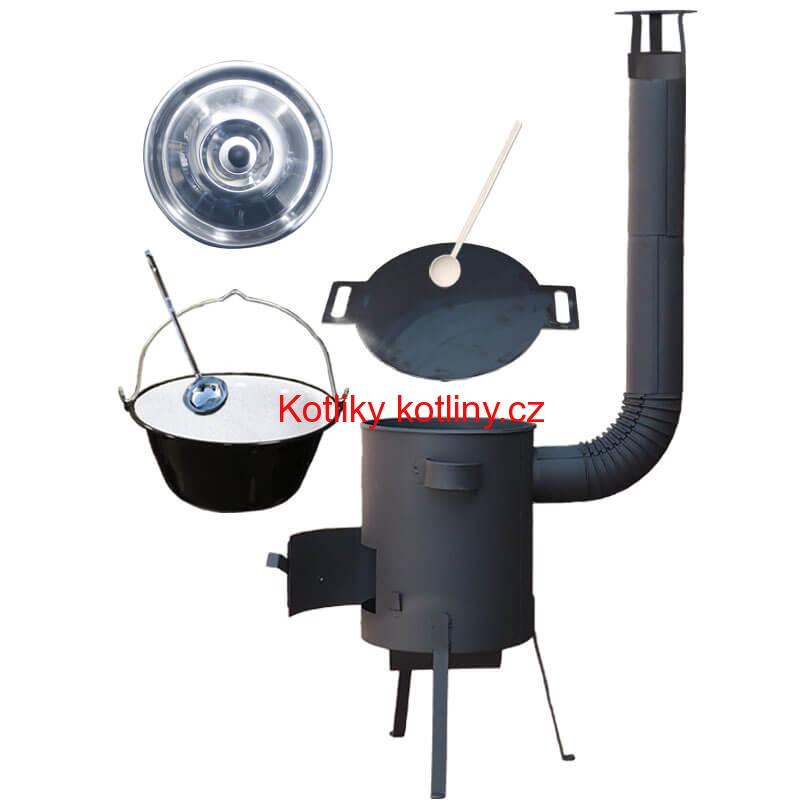 Smaltovaný kotlík 20 L + železná pánev 44 cm UNI + žáruvzdorná kotlina kotlina 42 cm PLUS 600 4 MM