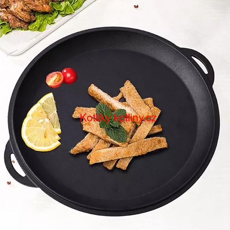 Litinový wok s poklicí (panvicí) 32 cm 3 v 1