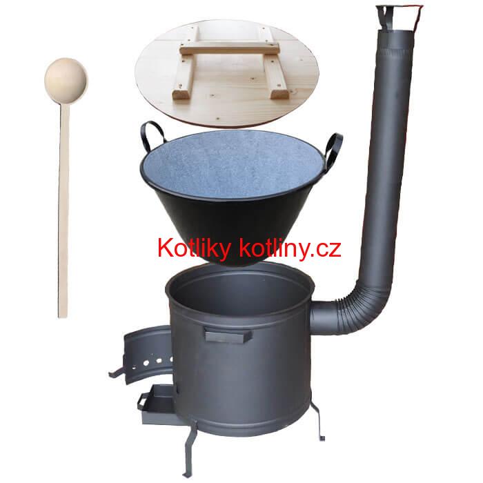 Zabijačkový smaltovaný kotel 100 L + žáruvzdorná kotlina 60 cm PLUS 600