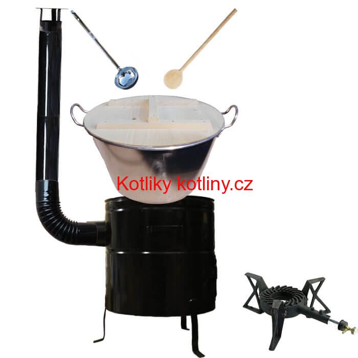 Zabijačkový nerezový kotel 100 L + kovová kotlina 60 cm + litinový hořák