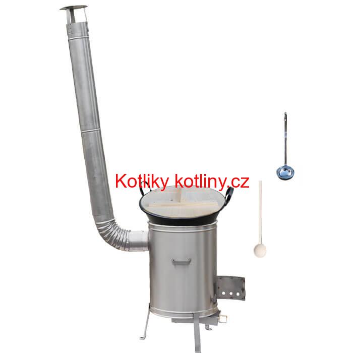 Zabijačkový smaltovaný kotel 100 L + nerezová kotlina 60 cm + vařečka a naběračka