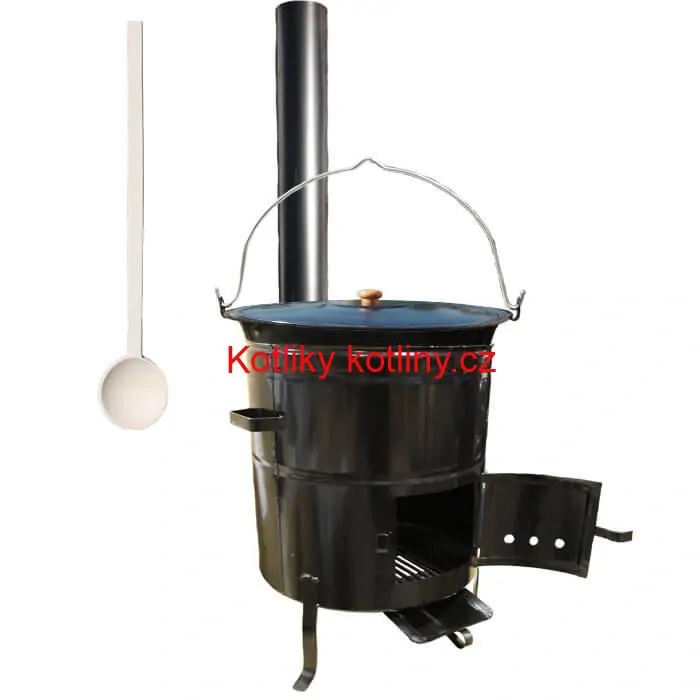 Smaltovaný kotlík 40 L (1,2 mm) + kovová kotlina 50 CLASSIC (KOV) + kouřovod Max Party