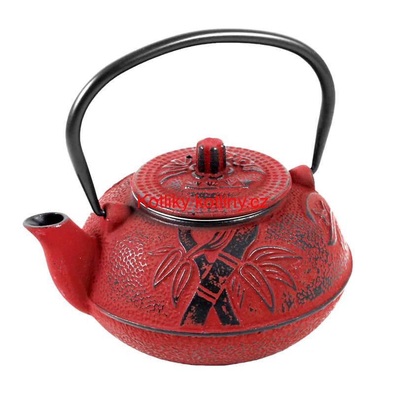 Litinový čajník 600 ml červený