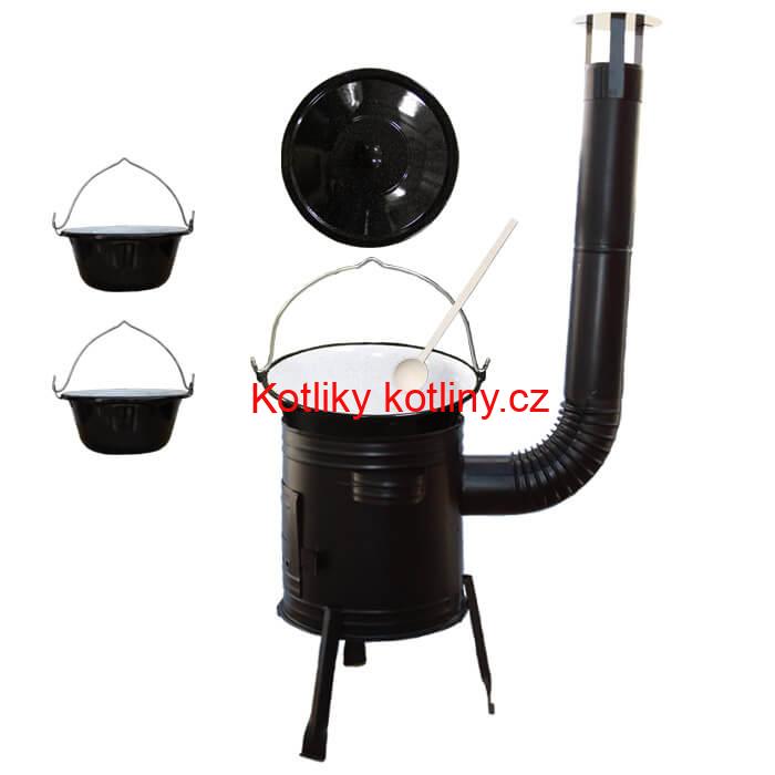 Smaltovaný kotlík 30 L (1,2 mm) + kovová kotlina 45 CLASSIC (KOV) + 2 smaltované servírovací kotlíky 0,8 L