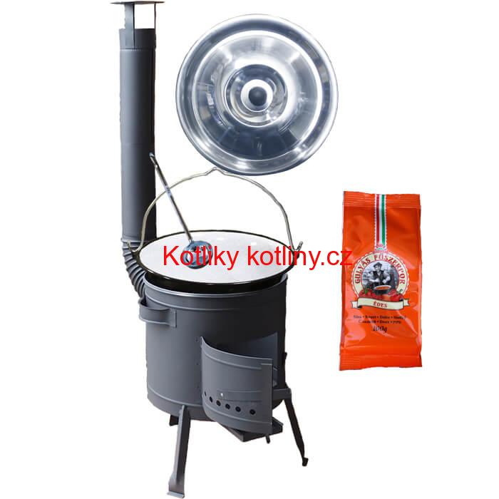 Smaltovaný kotlík 25 L (1,2 mm) + nerezová poklice + nízká žáruvzdorná kotlina (0,8 mm) 42 PLUS 600