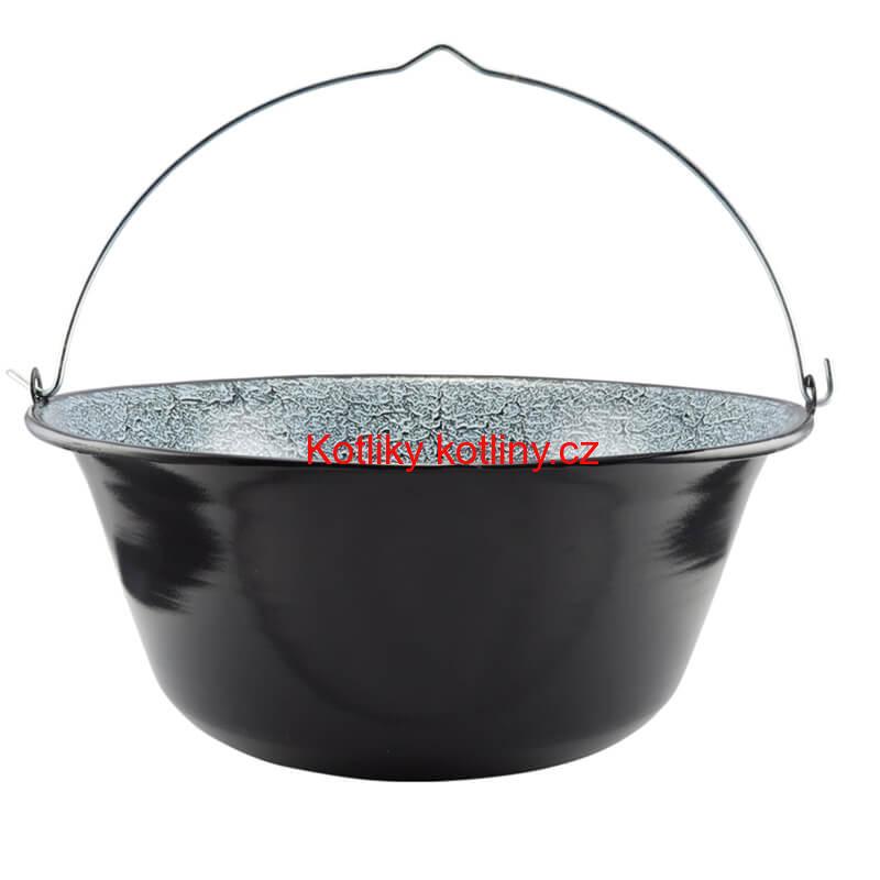 Smaltovaný kotlík 20 L (0,8 mm) + kovová kotlina 42 KOV + vařečka + misky 12 ks