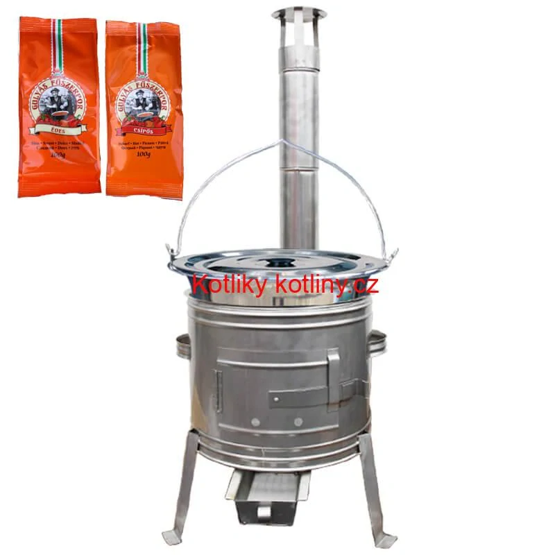 Nerezový kotlík 22 L (0,8 mm) INOX + Nerezová kotlina 42 INOX + paprikový pepř na guláš - MIX 100 g