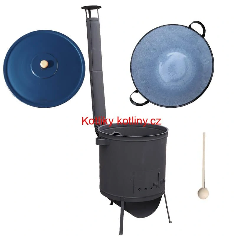 Smaltovaný kotel 70 L na zabijačku + žáruvzdorná kotlina 53 PLUS 600 4 MM + vařečka