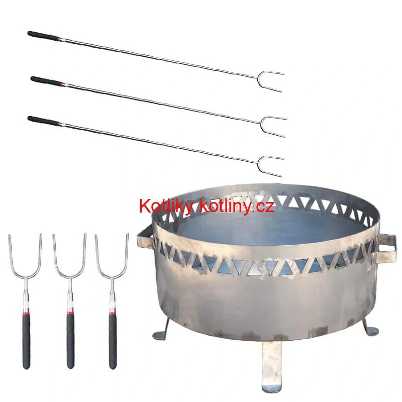 Přenosné ohniště nerezové (1,5 mm) FIFO + Vidličky na opékání teleskopické 6 ks