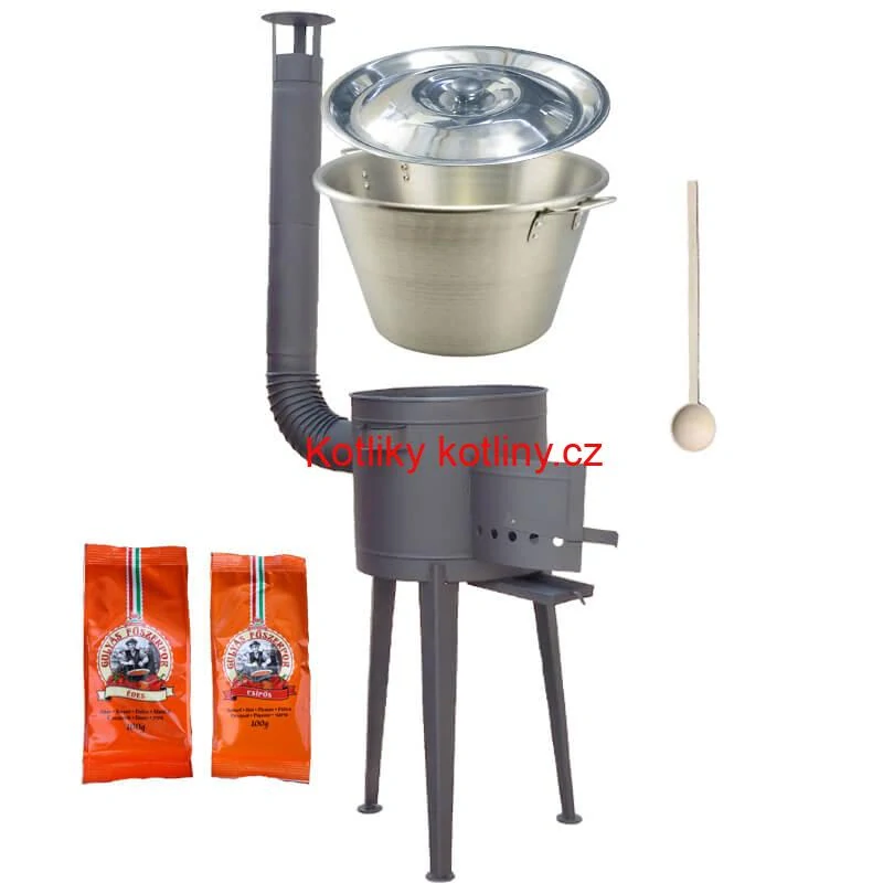 Nerezový kotel 40 L + vysoká kotlina 47 cm (1,5 mm) HODO Plus 600 + paprikové koření na guláš