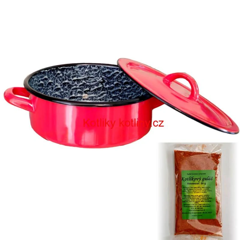 Smaltovaný kastrol poklicí COMBI 10 l + směs koření na kotlíkový guláš 50 g